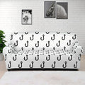 White And Black Fishing Hooks Print Sofa Cover