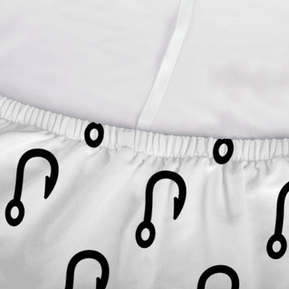 White And Black Fishing Hooks Print Sofa Cover