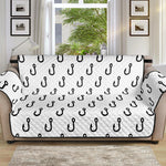 White And Black Fishing Hooks Print Sofa Protector