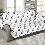 White And Black Fishing Hooks Print Sofa Protector