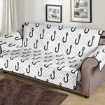 White And Black Fishing Hooks Print Sofa Protector