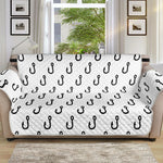 White And Black Fishing Hooks Print Sofa Protector