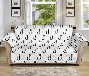 White And Black Fishing Hooks Print Sofa Protector