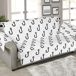 White And Black Fishing Hooks Print Sofa Protector