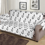 White And Black Fishing Hooks Print Sofa Protector