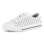 White And Black Fishing Hooks Print White Low Top Shoes