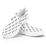 White And Black Fishing Hooks Print White Slip On Shoes