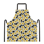 White And Black Frangipani Pattern Print Apron