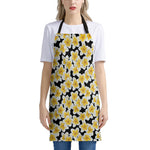 White And Black Frangipani Pattern Print Apron