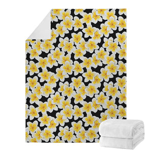 White And Black Frangipani Pattern Print Blanket