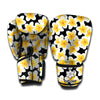 White And Black Frangipani Pattern Print Boxing Gloves