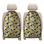 White And Black Frangipani Pattern Print Car Seat Organizers