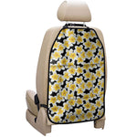White And Black Frangipani Pattern Print Car Seat Organizers