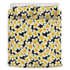 White And Black Frangipani Pattern Print Duvet Cover Bedding Set