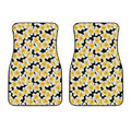 White And Black Frangipani Pattern Print Front Car Floor Mats