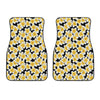 White And Black Frangipani Pattern Print Front Car Floor Mats