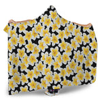 White And Black Frangipani Pattern Print Hooded Blanket