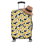 White And Black Frangipani Pattern Print Luggage Cover