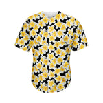 White And Black Frangipani Pattern Print Men's Baseball Jersey