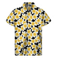 White And Black Frangipani Pattern Print Men's Short Sleeve Shirt