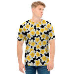 White And Black Frangipani Pattern Print Men's T-Shirt