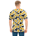 White And Black Frangipani Pattern Print Men's T-Shirt