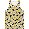 White And Black Frangipani Pattern Print Men's Tank Top