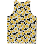 White And Black Frangipani Pattern Print Men's Tank Top