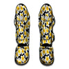 White And Black Frangipani Pattern Print Muay Thai Shin Guard