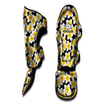 White And Black Frangipani Pattern Print Muay Thai Shin Guard