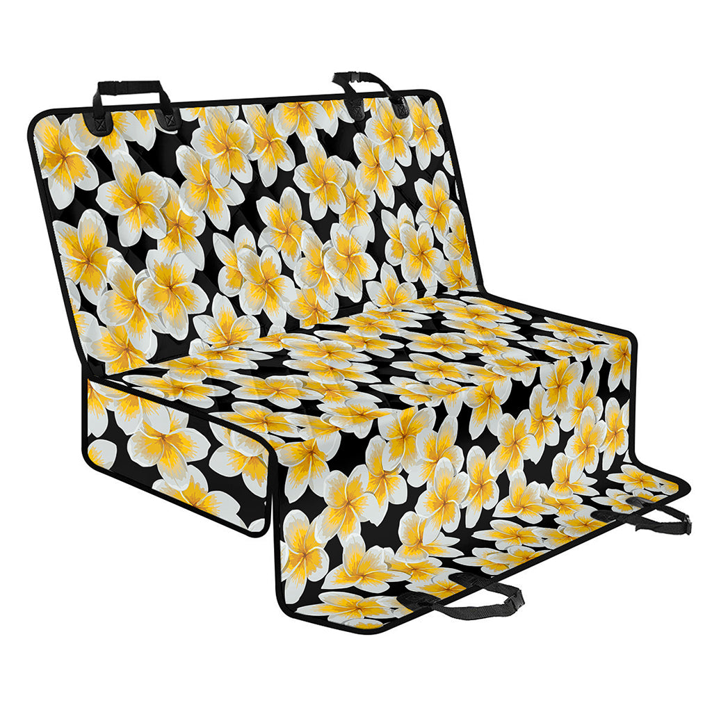 White And Black Frangipani Pattern Print Pet Car Back Seat Cover