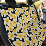 White And Black Frangipani Pattern Print Pet Car Back Seat Cover