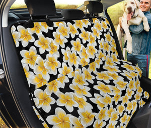 White And Black Frangipani Pattern Print Pet Car Back Seat Cover