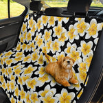 White And Black Frangipani Pattern Print Pet Car Back Seat Cover