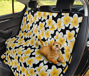 White And Black Frangipani Pattern Print Pet Car Back Seat Cover