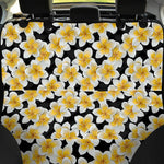 White And Black Frangipani Pattern Print Pet Car Back Seat Cover