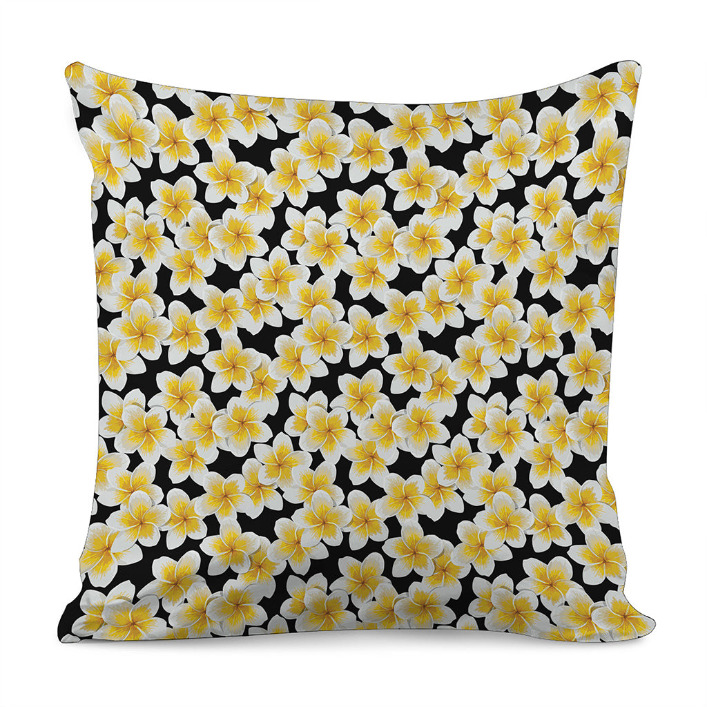 White And Black Frangipani Pattern Print Pillow Cover