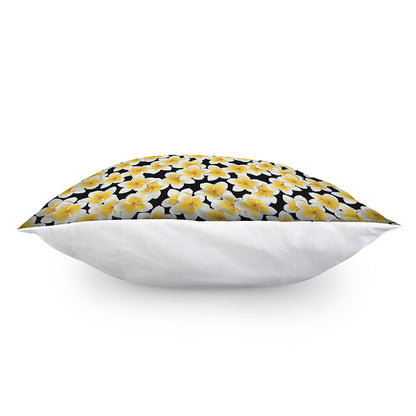 White And Black Frangipani Pattern Print Pillow Cover