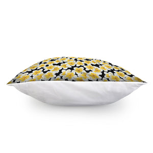 White And Black Frangipani Pattern Print Pillow Cover