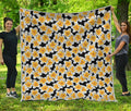 White And Black Frangipani Pattern Print Quilt