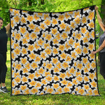 White And Black Frangipani Pattern Print Quilt