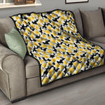 White And Black Frangipani Pattern Print Quilt