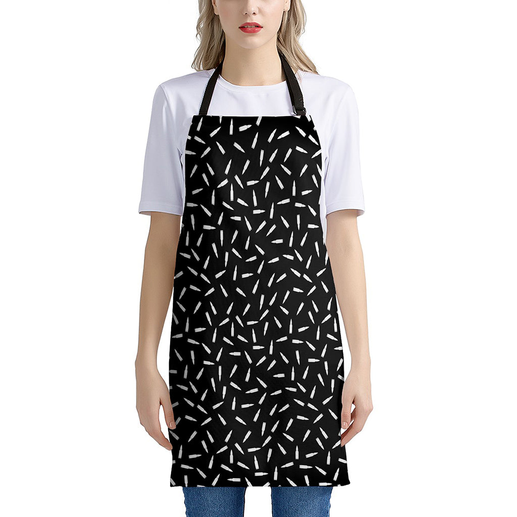 White And Black Gun Bullet Pattern Print Apron