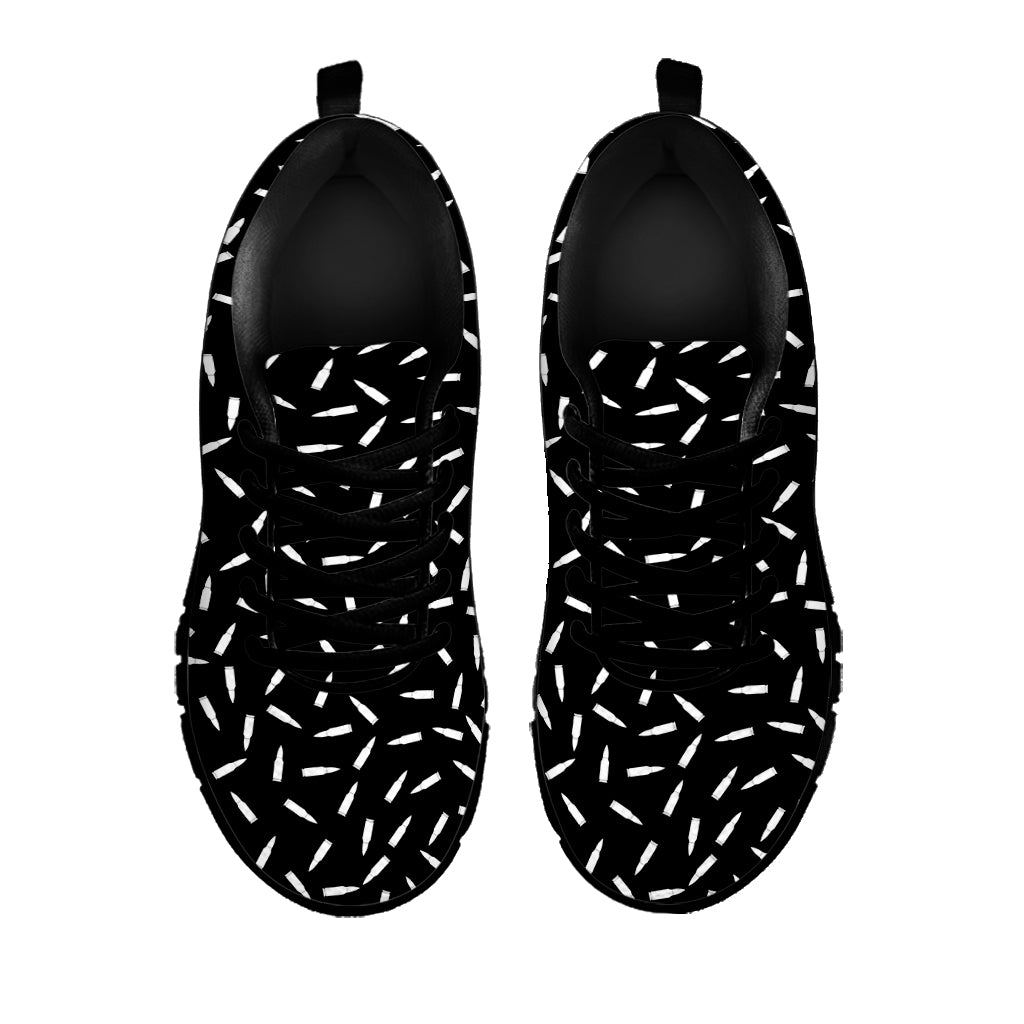 White And Black Gun Bullet Pattern Print Black Sneakers