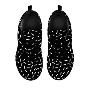 White And Black Gun Bullet Pattern Print Black Sneakers