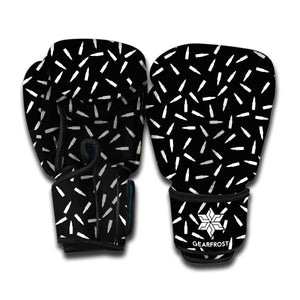 White And Black Gun Bullet Pattern Print Boxing Gloves