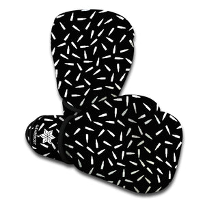 White And Black Gun Bullet Pattern Print Boxing Gloves