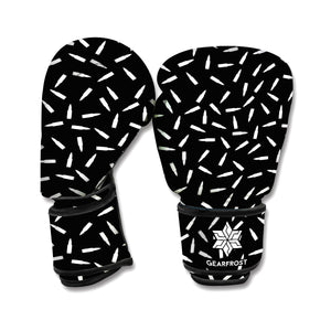 White And Black Gun Bullet Pattern Print Boxing Gloves