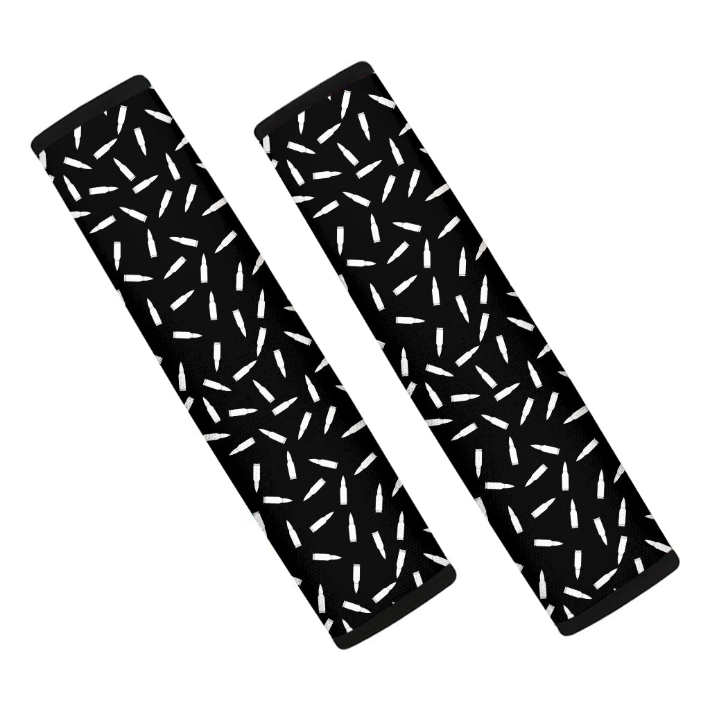 White And Black Gun Bullet Pattern Print Car Seat Belt Covers