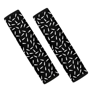 White And Black Gun Bullet Pattern Print Car Seat Belt Covers